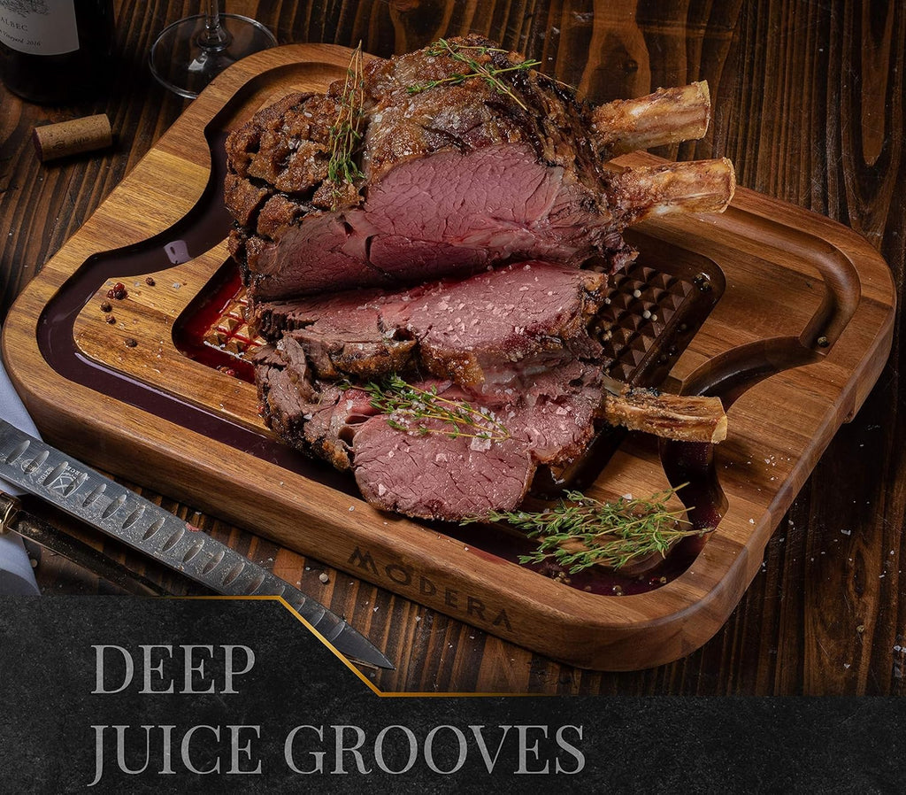 Acacia Wood Cutting Board with Deep Juice Grooves O607883