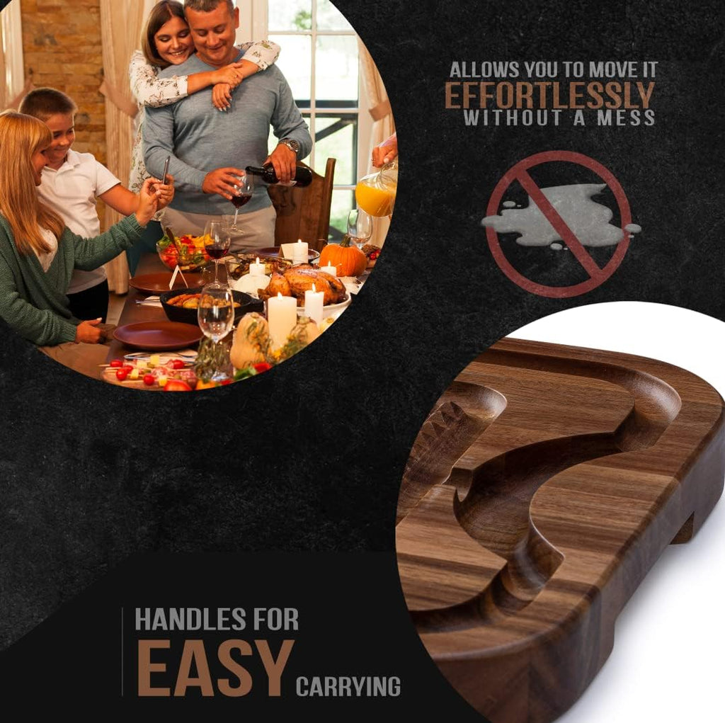 Acacia Wood Cutting Board with Deep Juice Grooves O607883