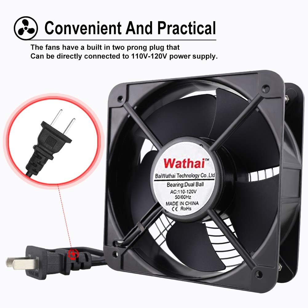 200mm x 60mm Dual Ball 110V 120V Industrial Cooling Fan Pack of 2 L1506