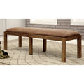 Rustic Wood Brown Faux Leather Dining Bench L644388