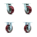 Swivel Top Plate Caster with 8 x 2 Maroon Wheel and Top Lock Brake, Pack of 2 G73977