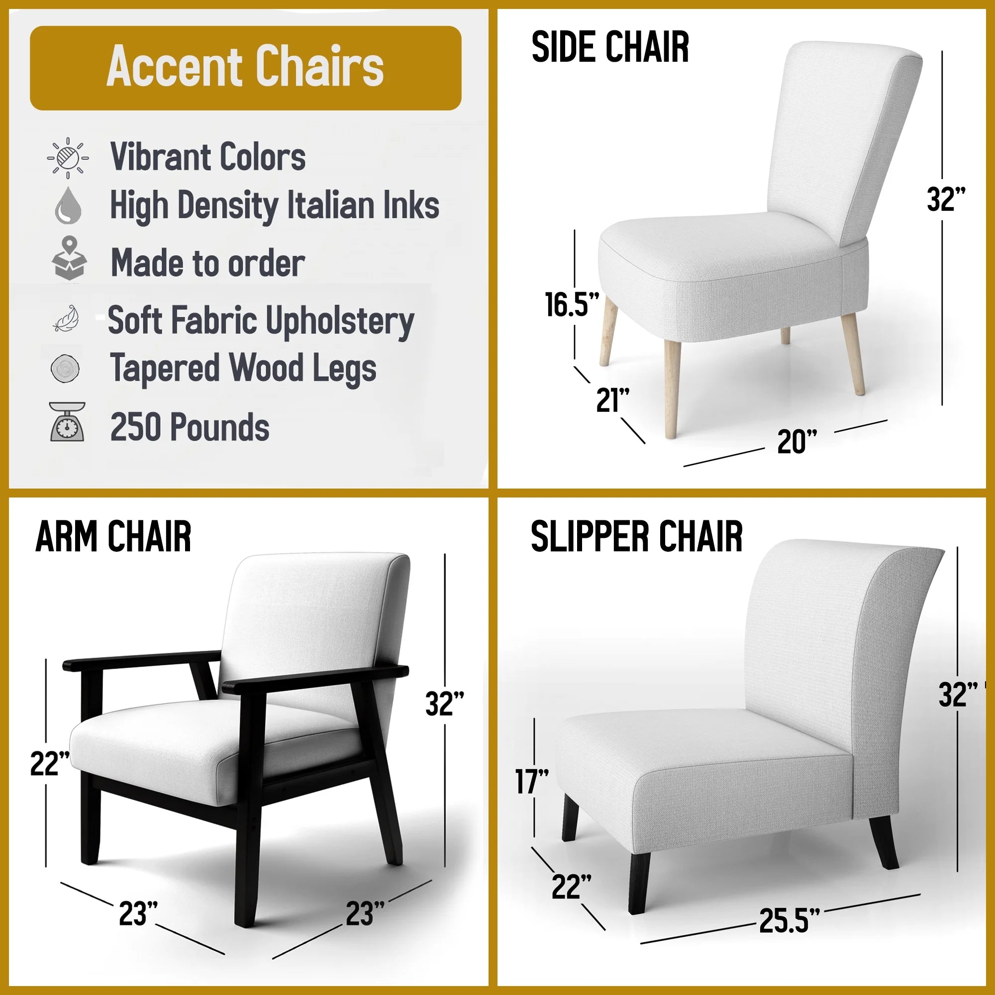 Upholstered Patterned Accent Chair and Arm Chair D61679