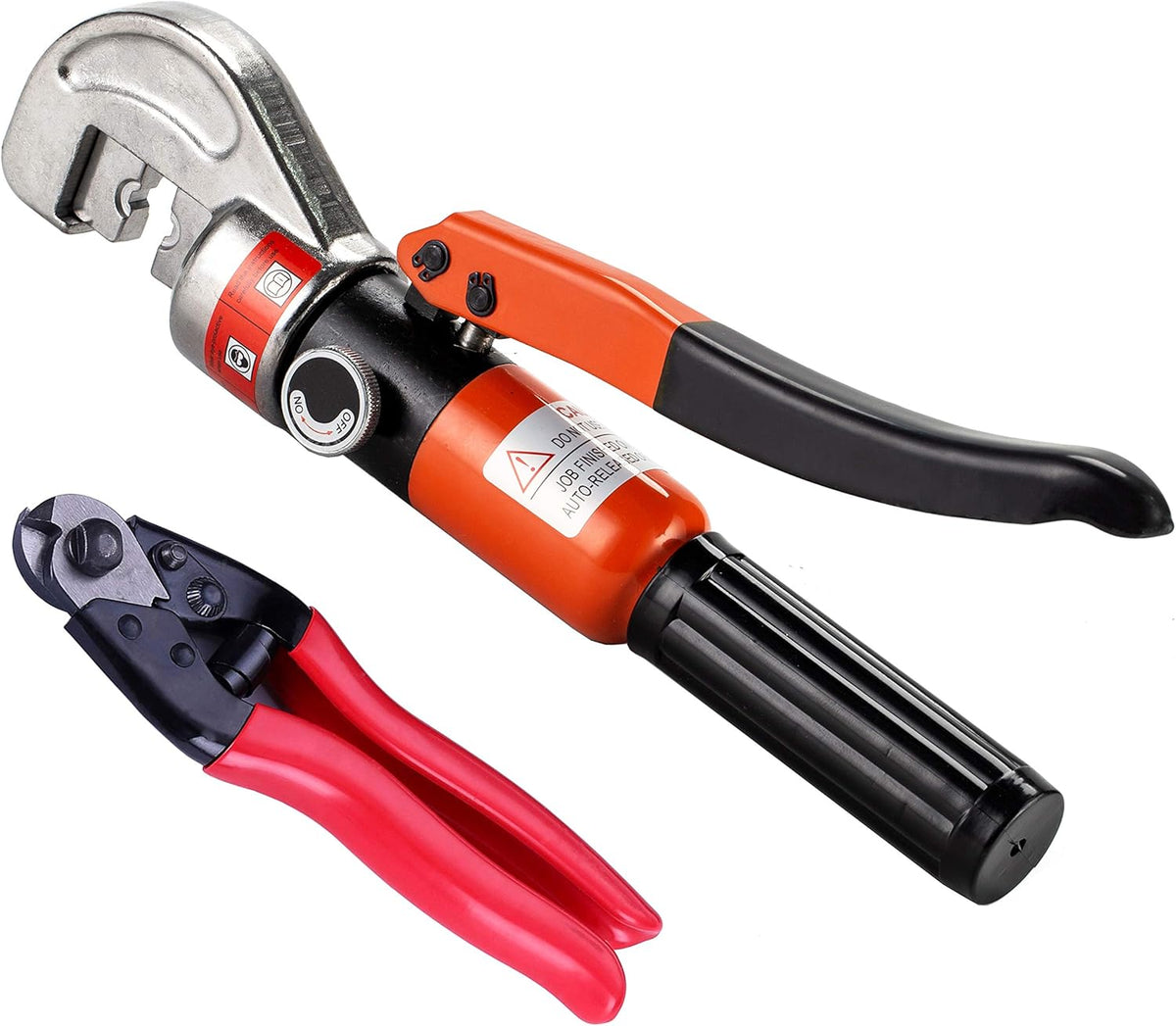 10 Ton Hydraulic Cable Crimper Hand Tool with 8 Pairs Dies and Cable Cutter E7543