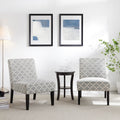 3pc Set Gray Fabric Upholstered Side Table and 2 Chairs O32600