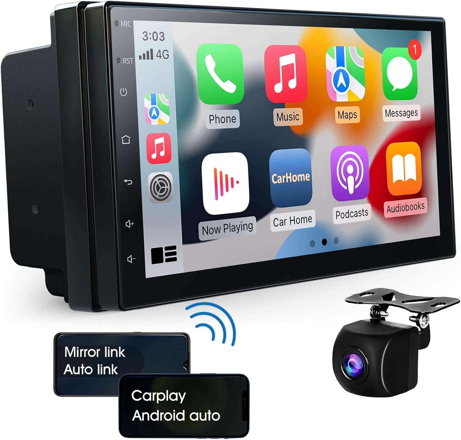 10.1 IPS Touchscreen Car Stereo with Wireless CarPlay Android Auto Bluetooth 5.0 Backup Camera N9318