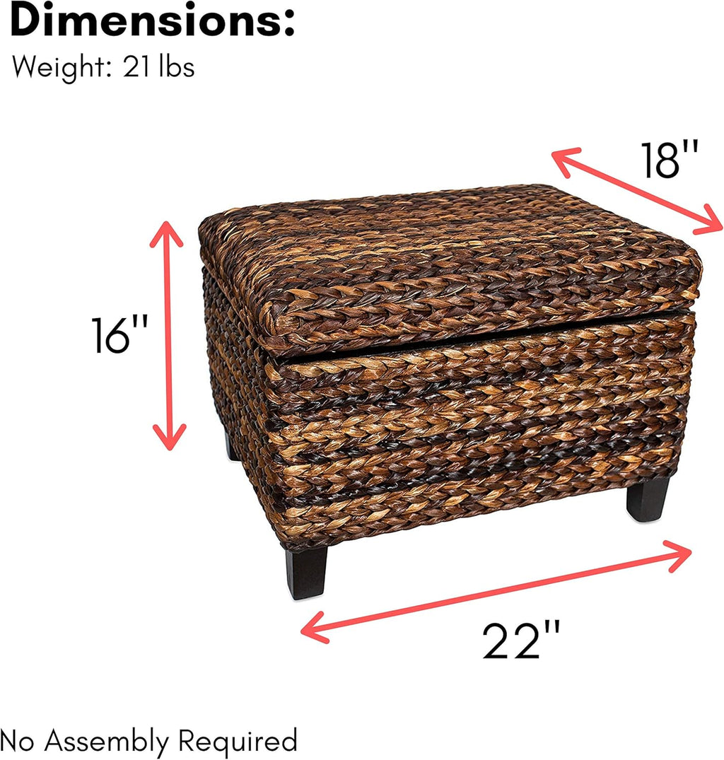 Woven Seagrass Storage Ottoman with Safety Hinges H556078