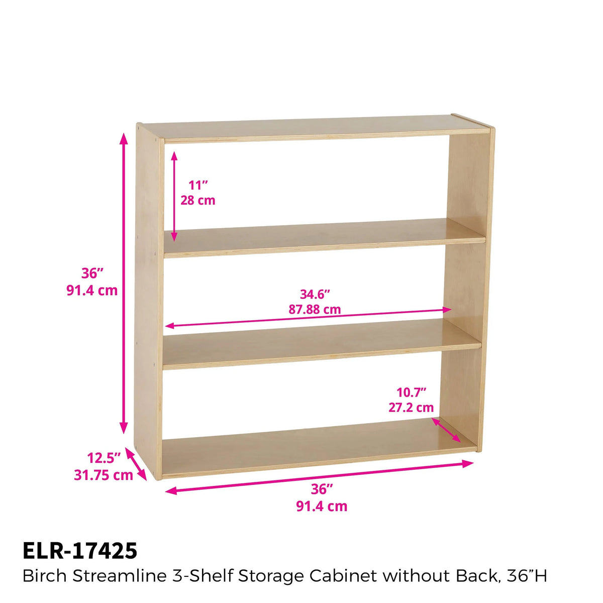 Birch 3-Shelf Storage Cabinet Without Back 36in H V155426