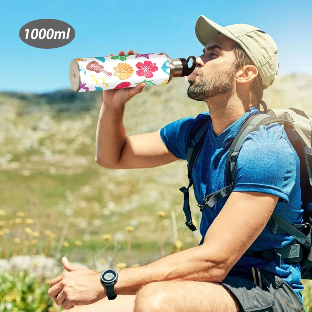 Stainless Steel Insulated Vacuum Flask Water Bottle with Straw Lid O190