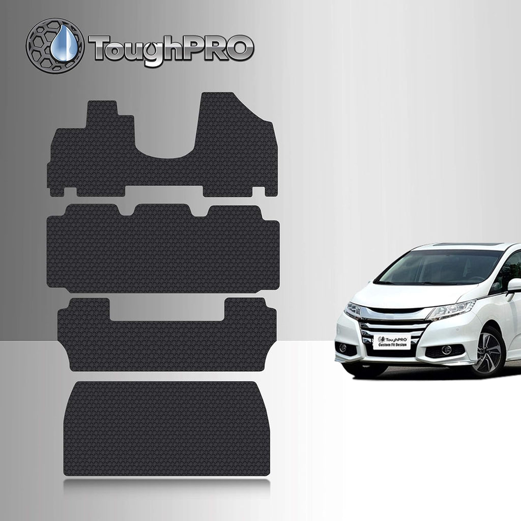 Black Rubber All Weather Floor Mats for 8 Seater Honda Odyssey 2011-2017 Z80479