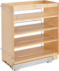 11 Inch Base Cabinet Pullout Storage Organizer with Adjustable Wood Shelves and Chrome Rails A96856