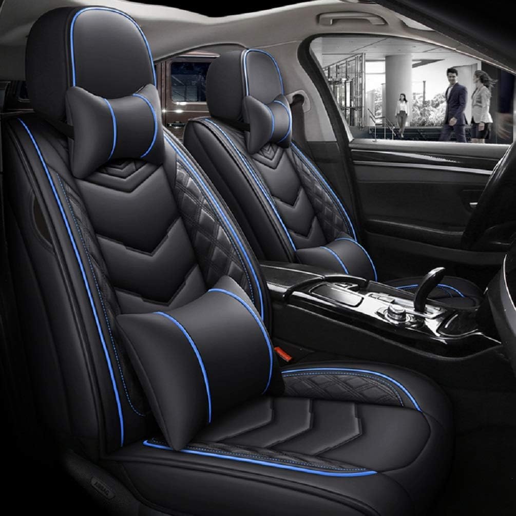 Black PU Leather Car Seat Cover 5-Seater J95968