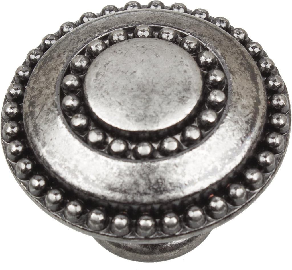 25 Pack Matte Black Round Double-Ring Beaded Cabinet Knobs U43157