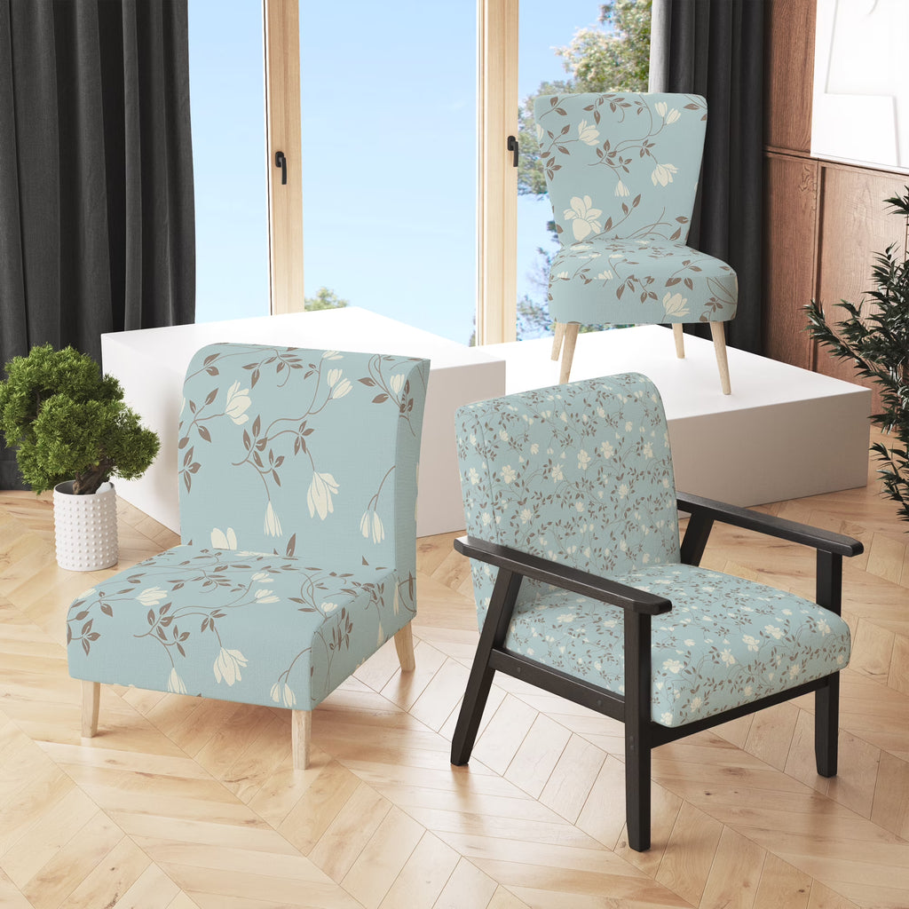 Upholstered Patterned Accent Chair and Arm Chair D61679