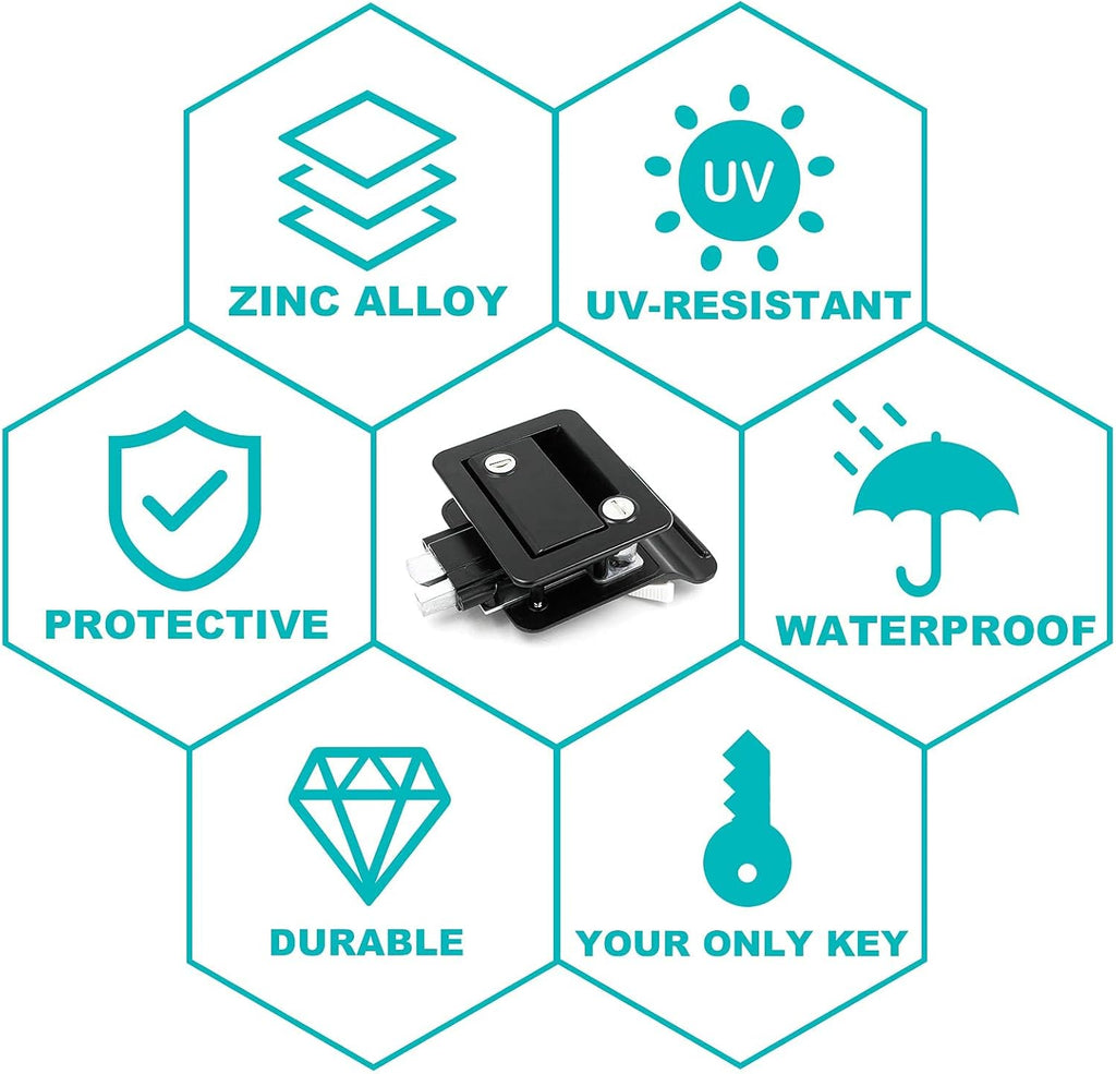 Black Zinc Alloy RV Door Lock with Keypad and Remote Fobs C91436