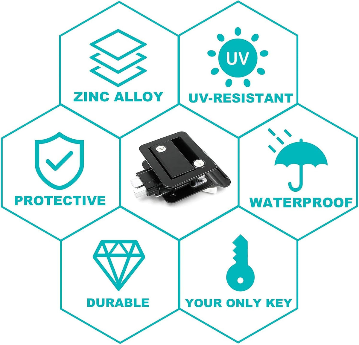 Black Zinc Alloy RV Door Lock with Keypad and Remote Fobs C91436