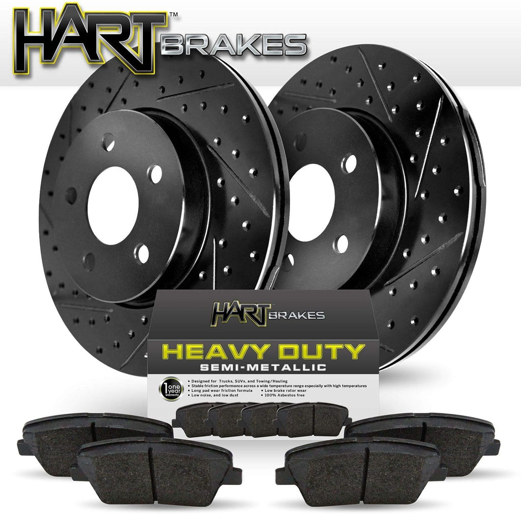 Front Brake Rotors Black Drilled Slotted Heavy Duty Pads C716