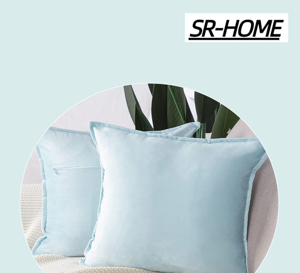 Set of 2 Velvet Decorative Throw Pillow Covers Square with Fringe Cushion Case K7030