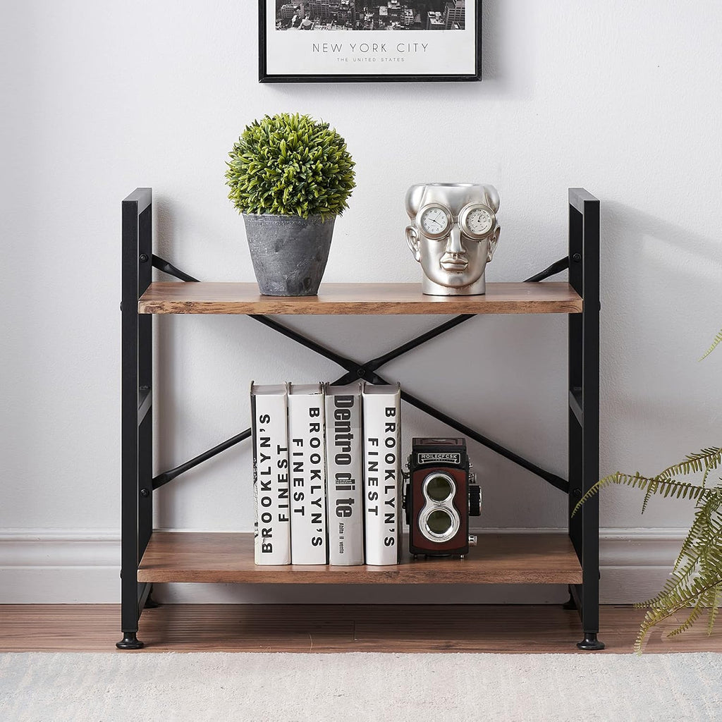 Industrial 5 Tier Wood Bookshelf with Metal Frame R3978