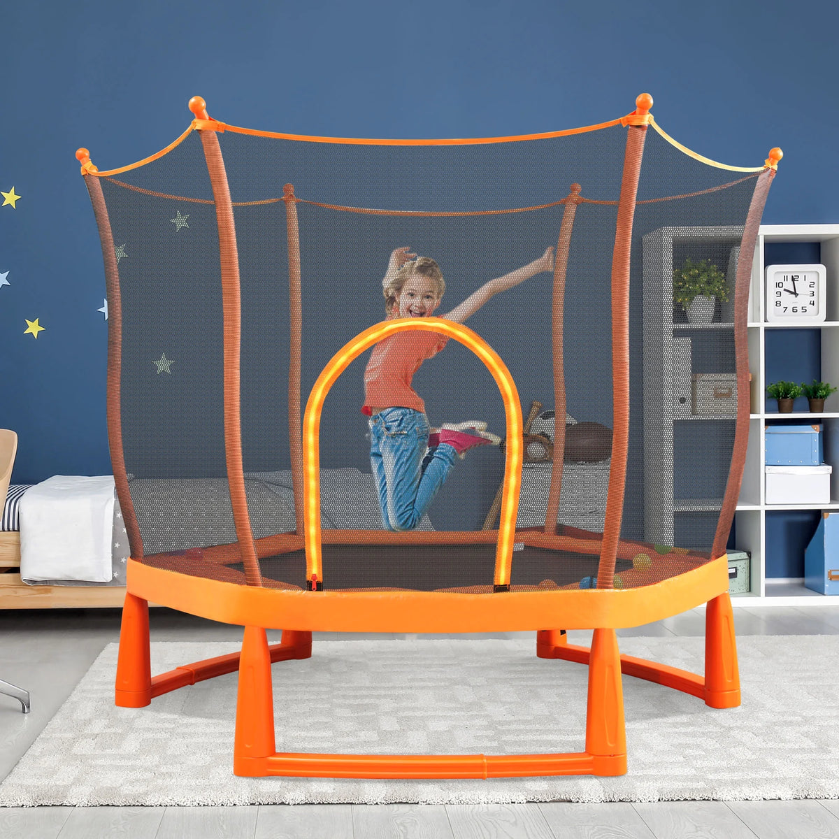 Toddlers Trampoline with Safety Enclosure Net and Ball Pit D757