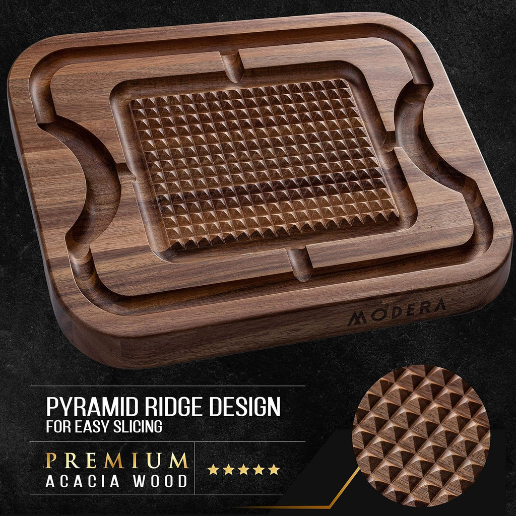 Acacia Wood Cutting Board with Deep Juice Grooves O607883