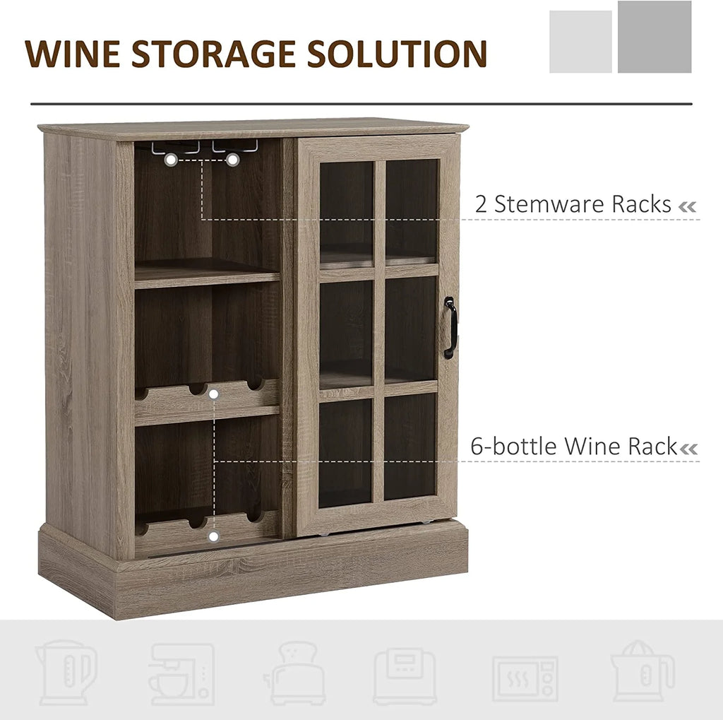 Wine Cabinet with 6-Bottle Wine Rack and Stemware Racks T387