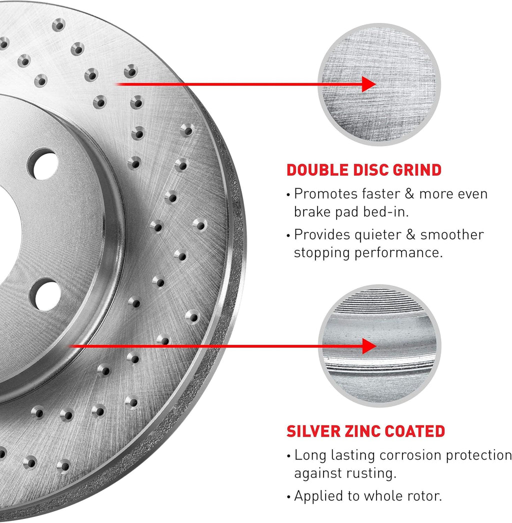 Front R1 Concepts eLine Cross Drilled Slotted Brake Rotors L818