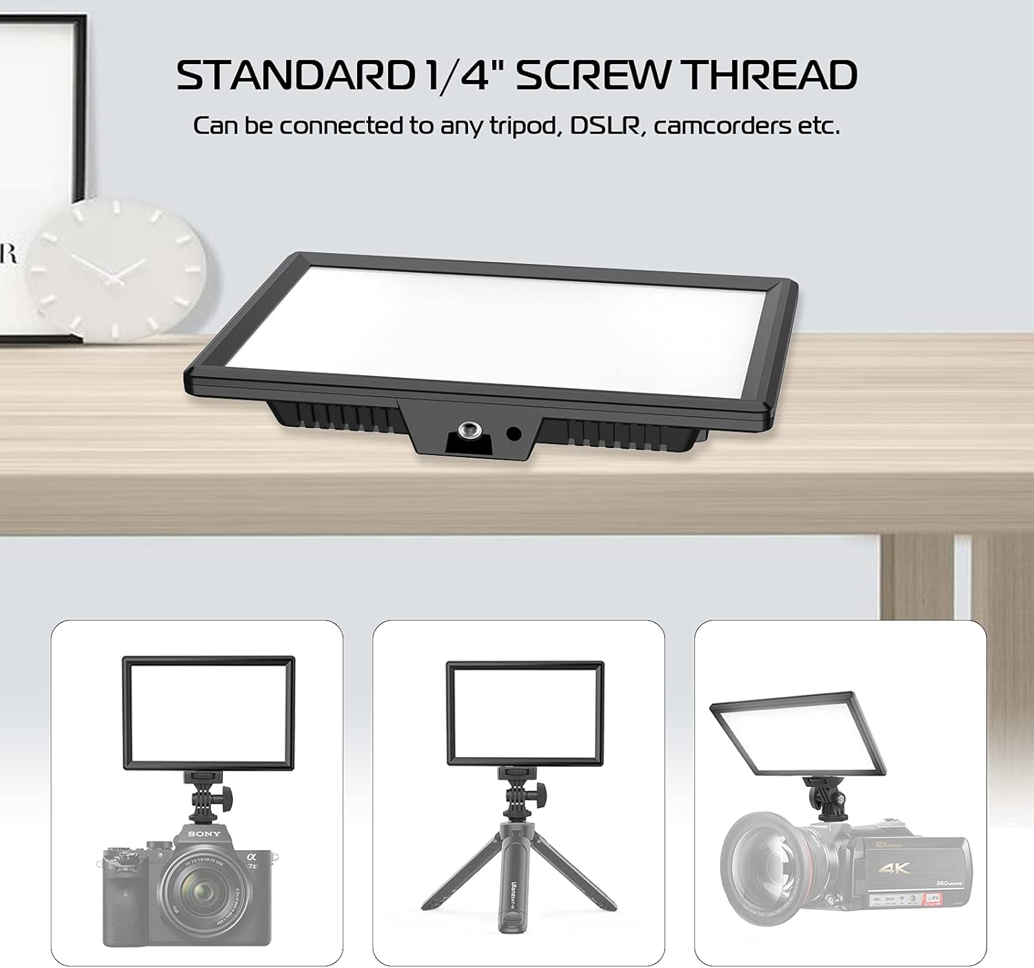 LED Panel Light with LCD Display, Dimmable Bi-Color 3200-5600K CRI95+ G39554