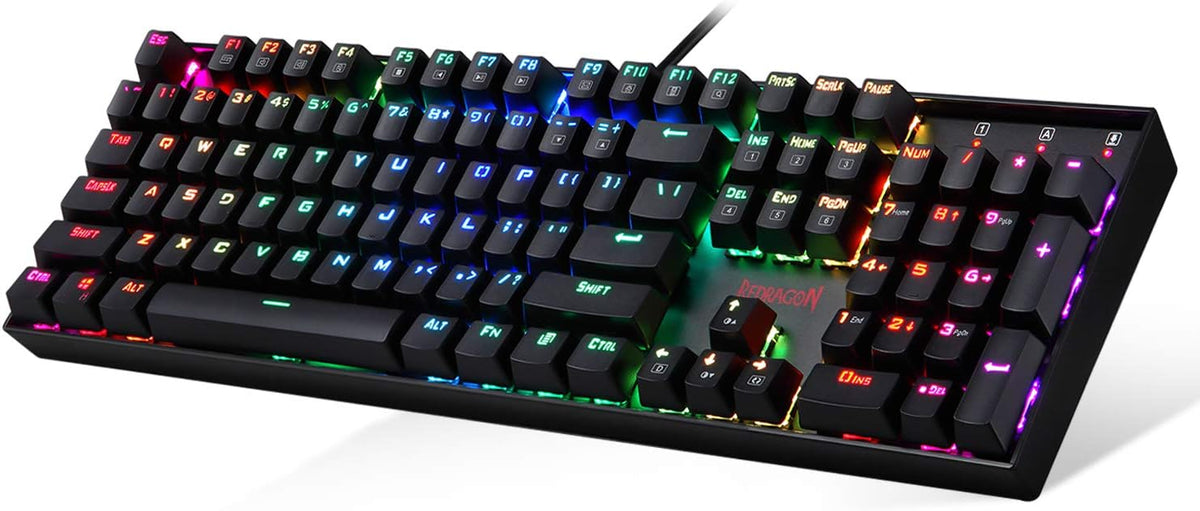 Redragon K551 Mechanical Gaming Keyboard RGB LED Backlit Wired Keyboard with Blue Switches (104 Keys, Black) Pack of 2 N2971