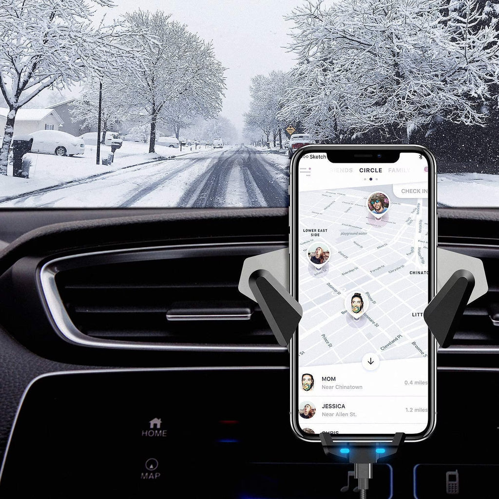 Wireless Charging Car Vent Cellphone Mount Silver N59649