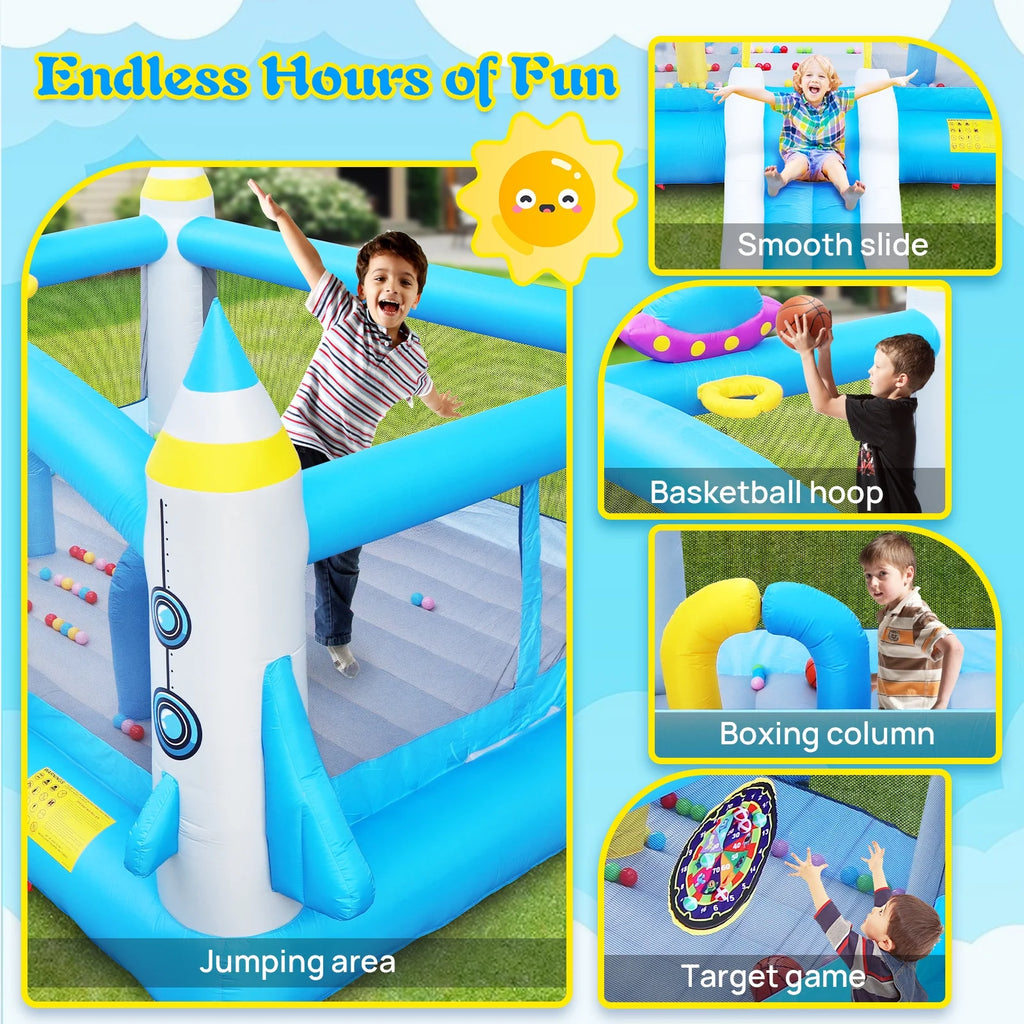 Inflatable Bounce House with Blower, 198" x 180" x 96" Tall W9691