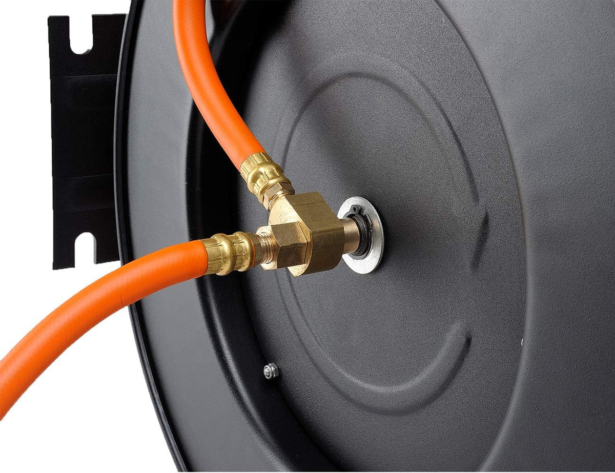 Retractable Air Hose Reel with 3/8 in. x 25 ft Hybrid Hose, 300 PSI Wall Mounted, Pack of 2 S6484