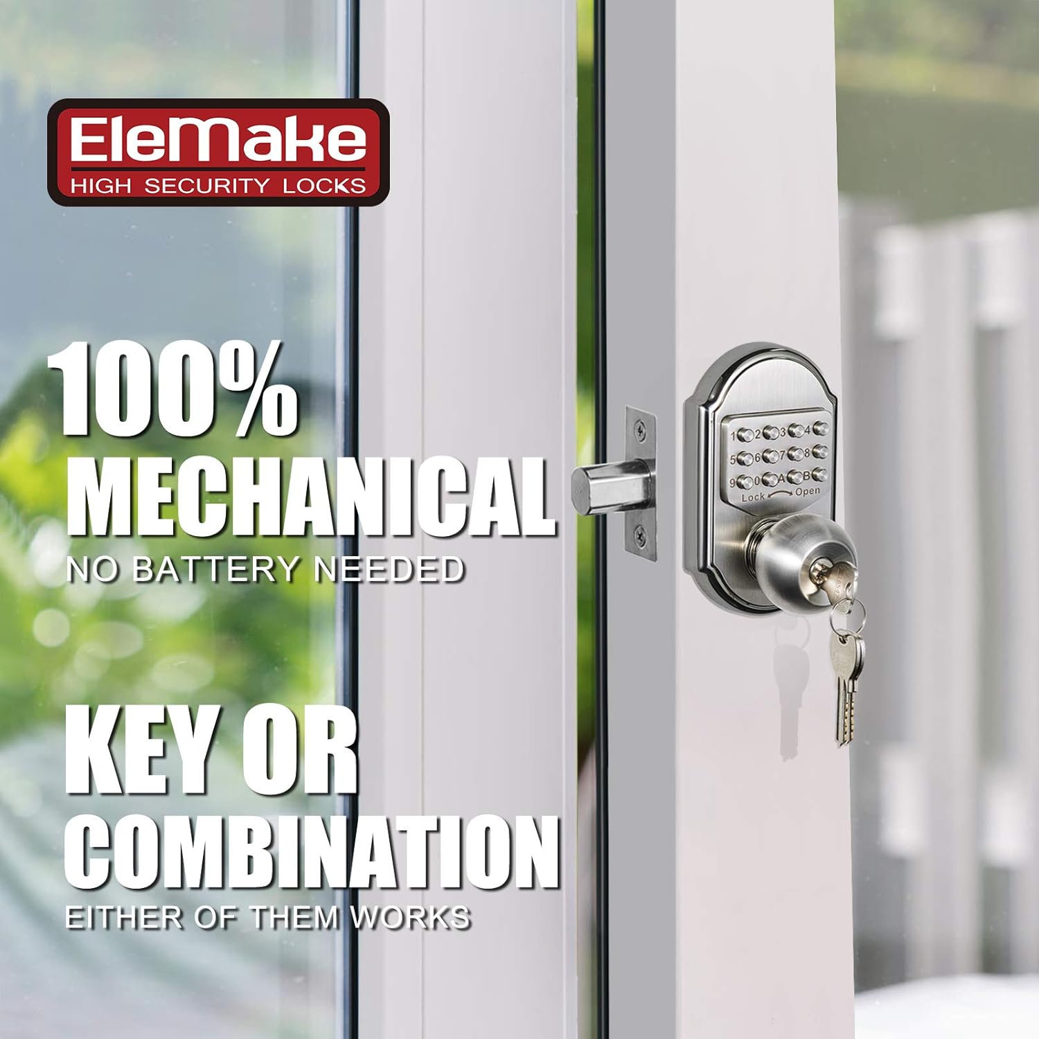 Keyless Entry Deadbolt Stainless Steel Digital Code Keypad Door Knob Weatherproof Pack of 2 T582