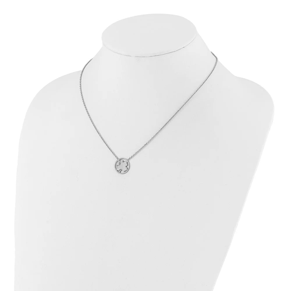 Polished Four Leaf Clover Necklace Chain 17.25 inch F2939