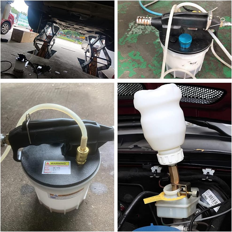 Vacuum Brake Bleeder Kit Pneumatic Tool Kit 2L Brake Fluid Extractor and 1L Refilling Bottle and Accessories Pack of 2 P7238