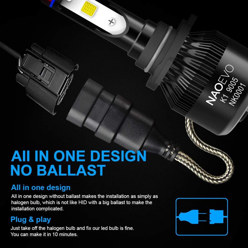 LED Headlight Bulbs Kit, High/Low Beam Combo, 2 Sets, 60W 7600LM 6000K Cool White C1176