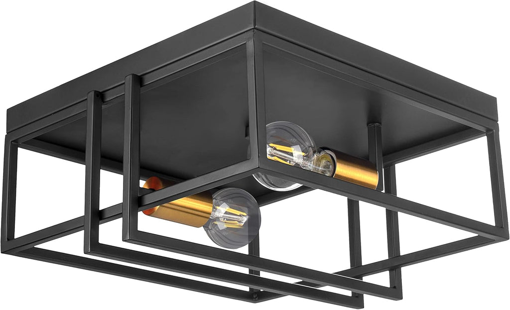 Black 3-Light Flush Mount Ceiling Light F9695