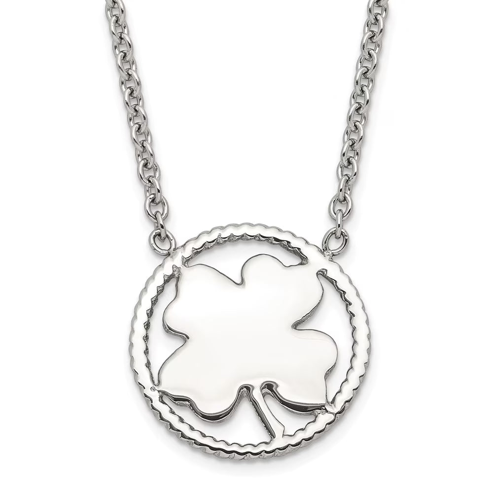 Polished Four Leaf Clover Necklace Chain 17.25 inch F2939