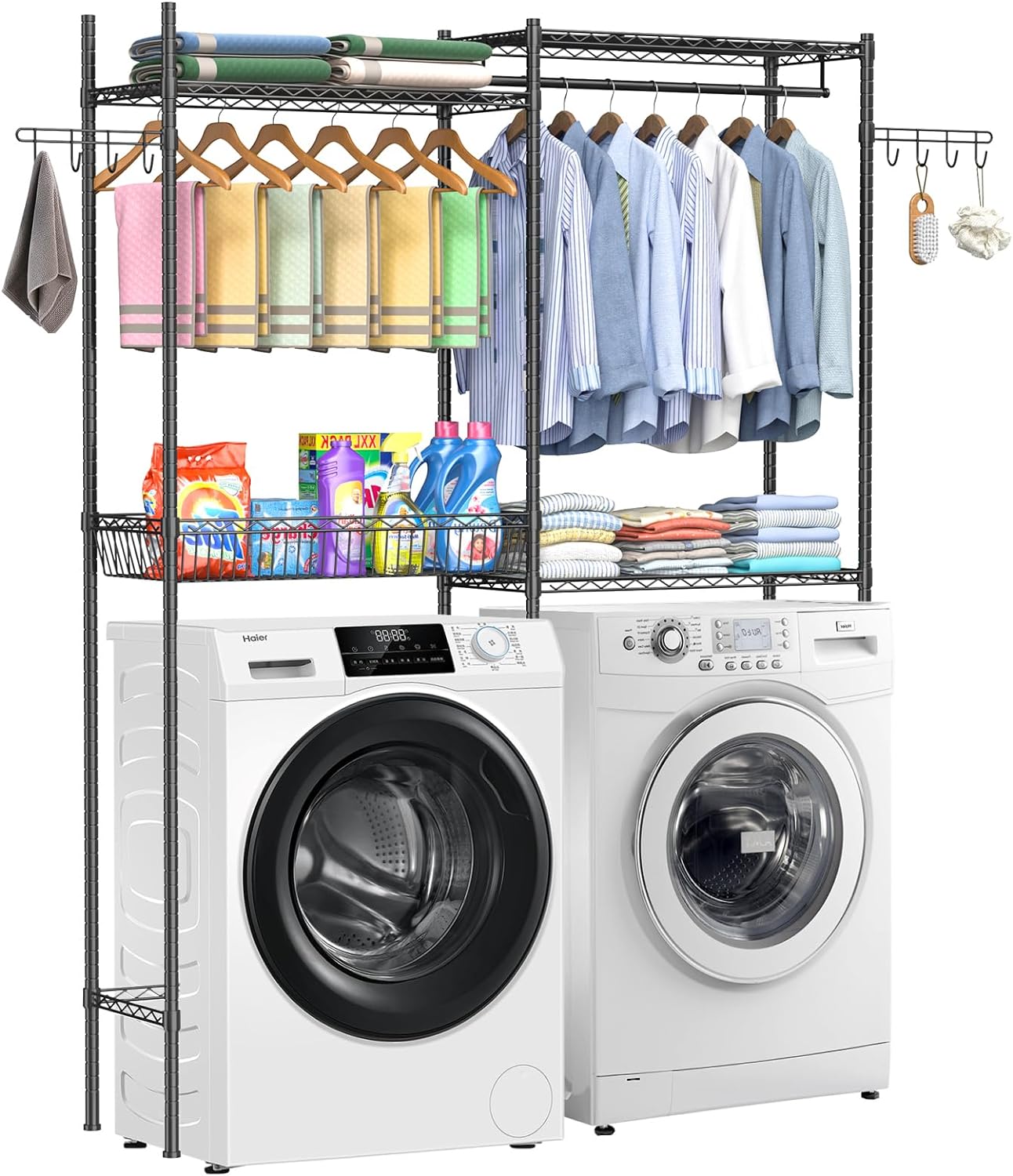 2 Pack 2 Tier Adjustable Height Freestanding Storage Shelf K2801