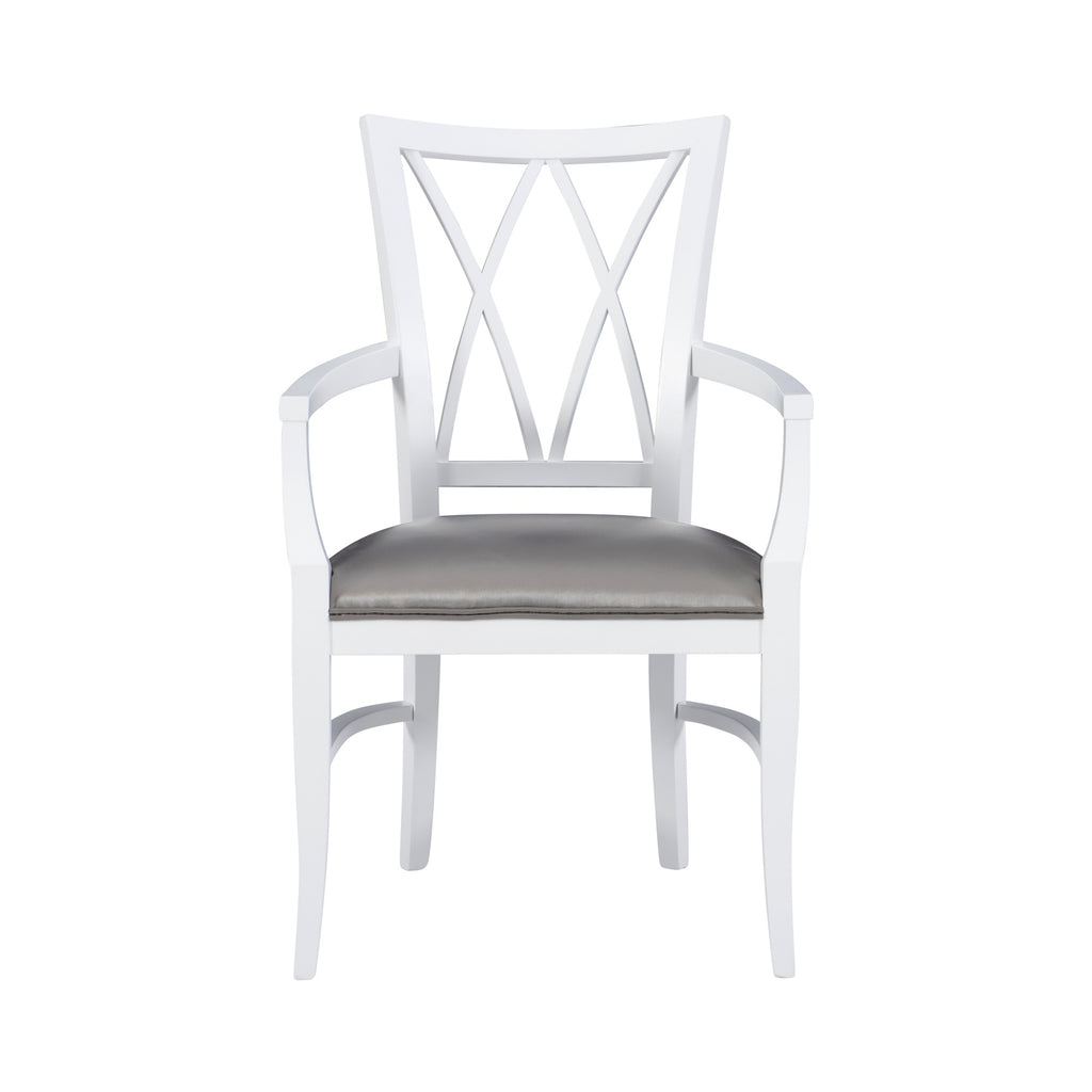 White Wood Dining Arm Chair C2437