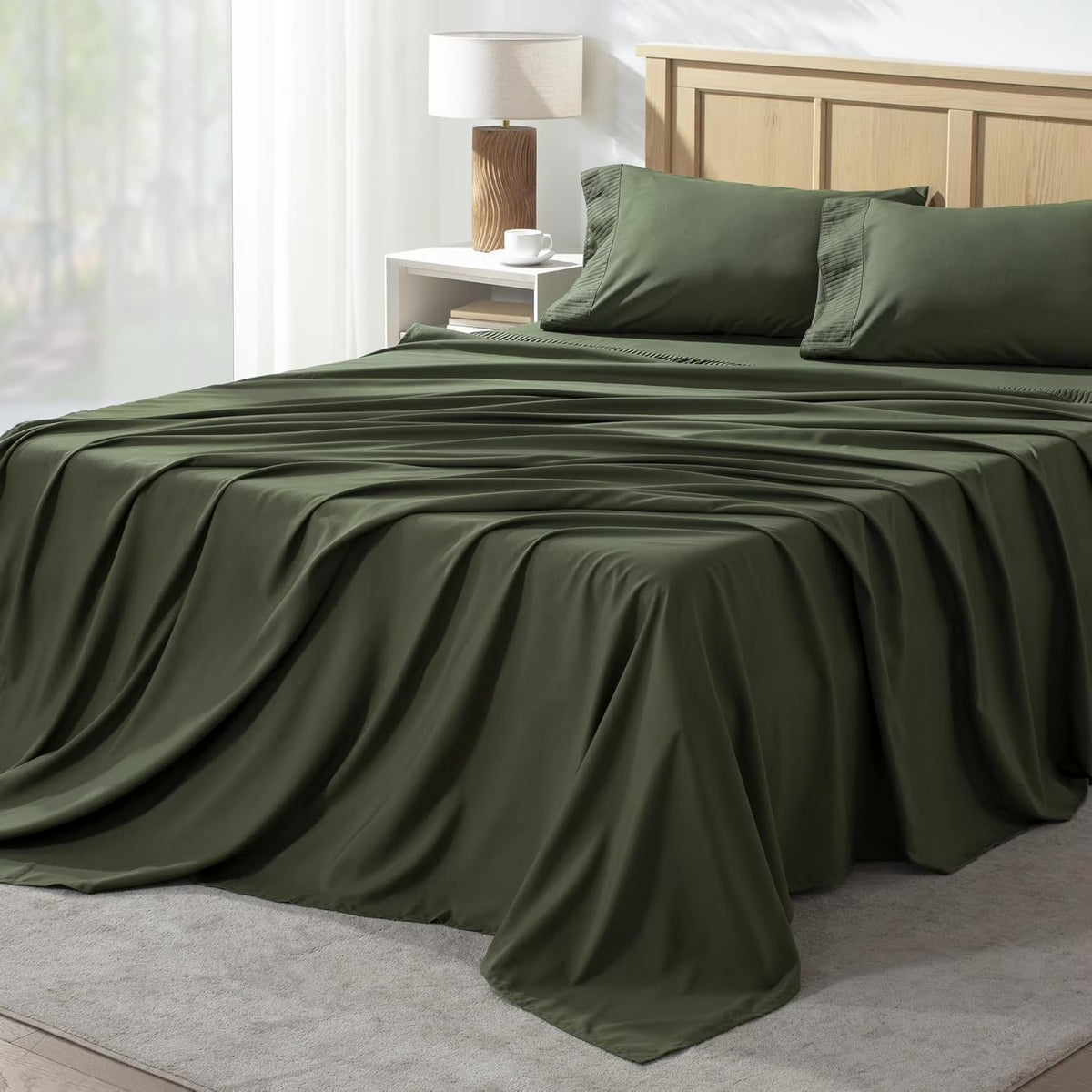 King Size 4 Pieces Microfiber Deep Pocket Bed Sheet Set G657