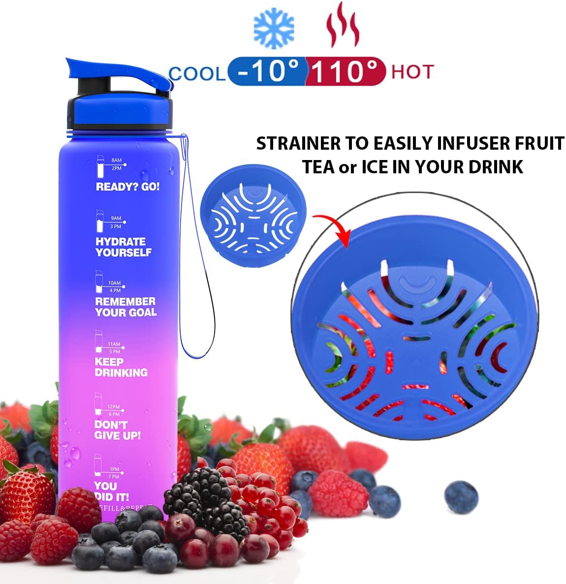 1L Leak Proof BPA Free Reusable Sports Water Bottle E574094