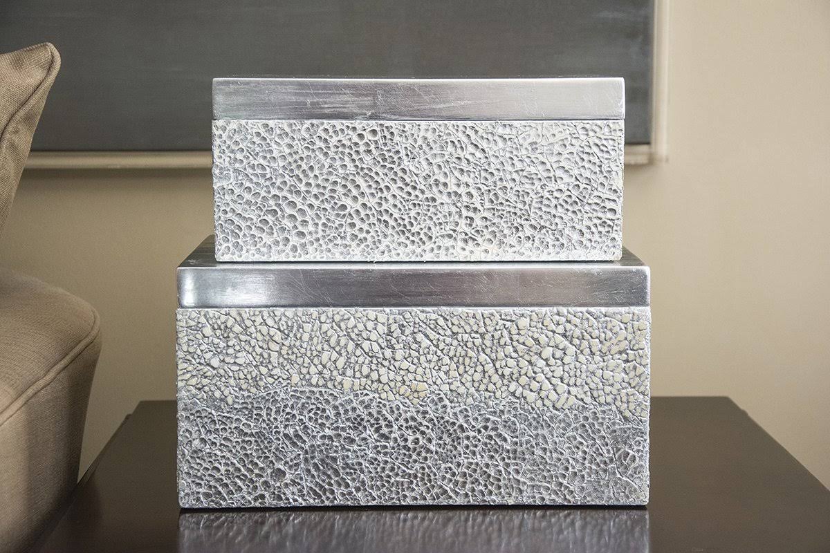 Silver Rectangular Boxes, Set of 2 M347