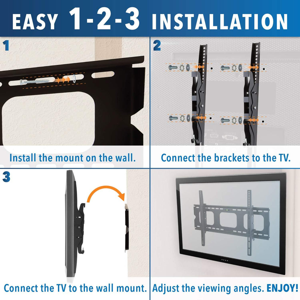 Tilt TV Wall Mount Bracket for Flat Screens, 32” – 65”, Black L970