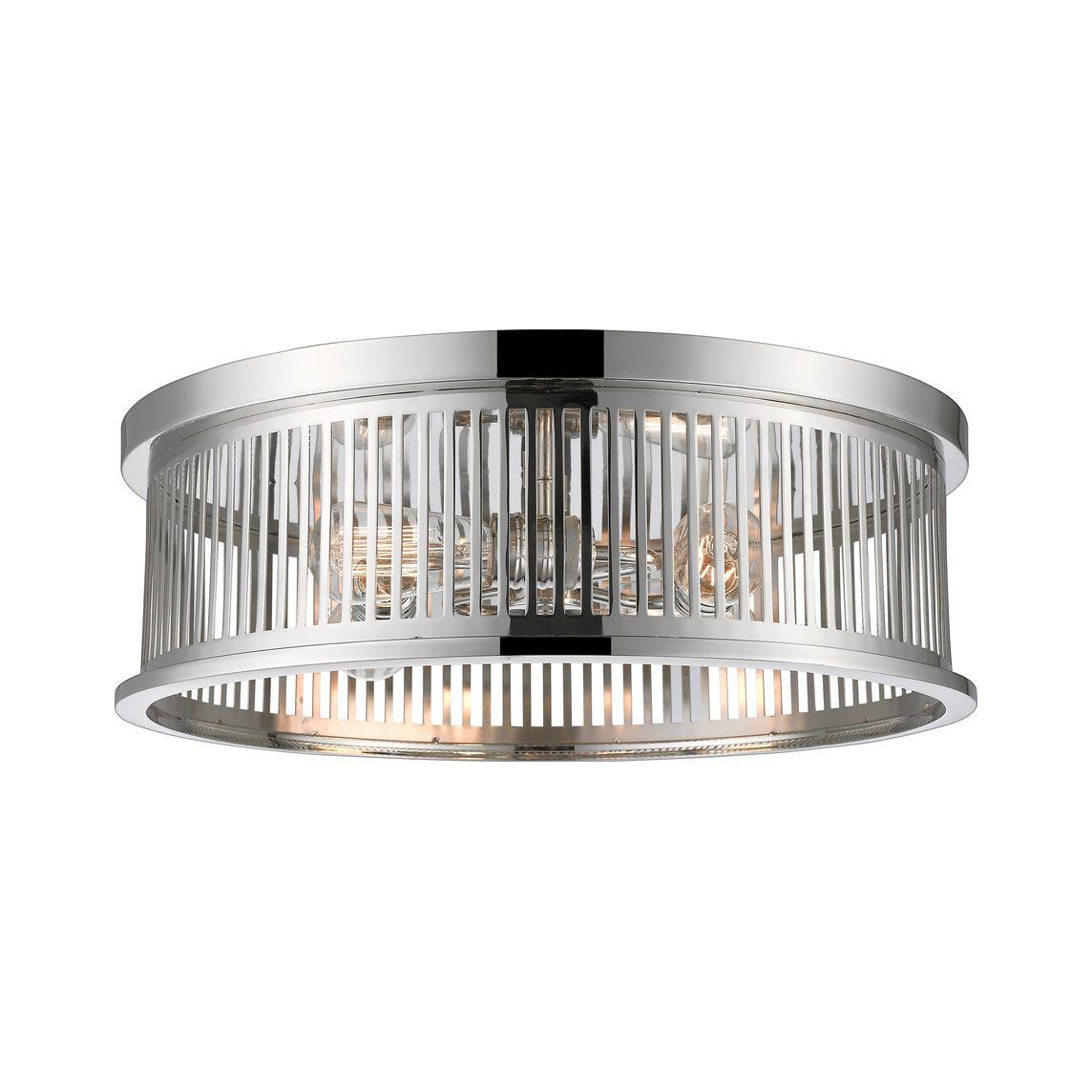 4 Light Flush Mount, Polished Nickel X6906