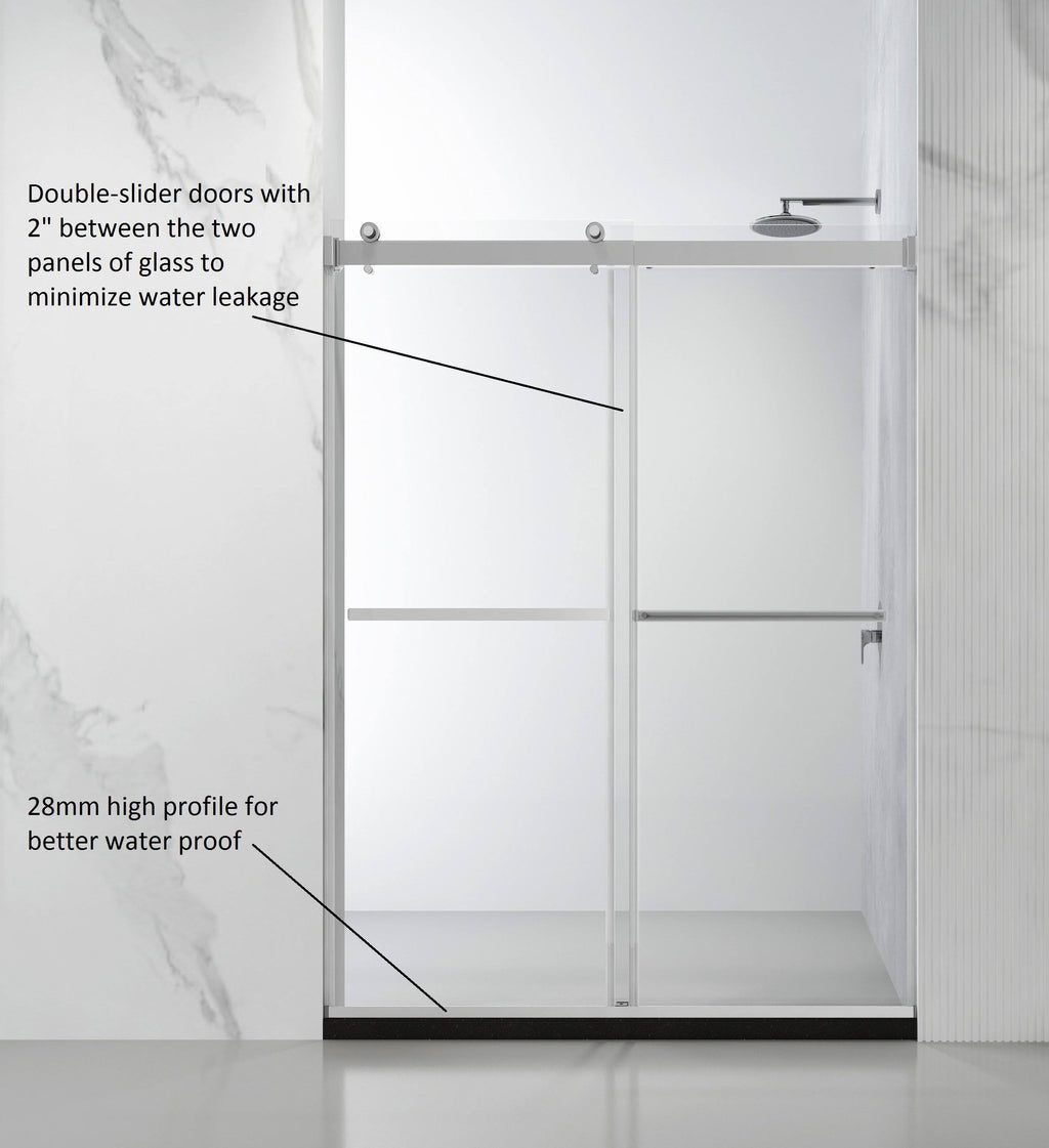 Chrome Double Sliding Frameless Shower Door U4556