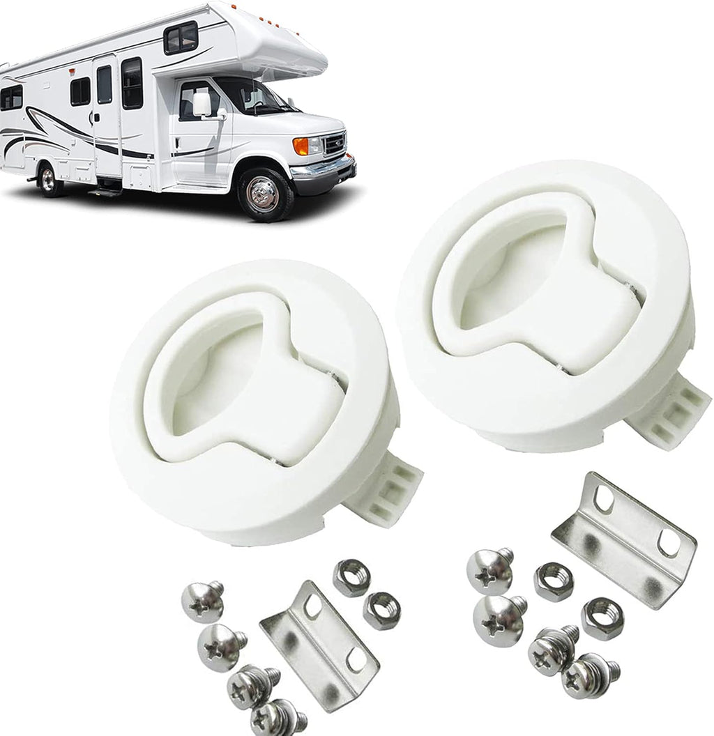 2 Pieces White Plastic Flush Pull Latch for Door Cabinet Hardware U773975