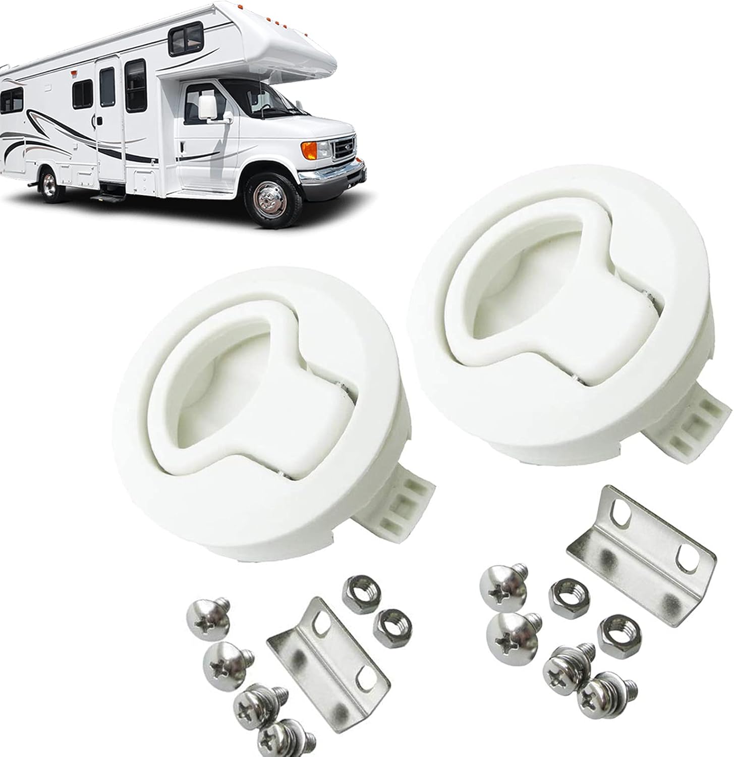 2 Pieces White Plastic Flush Pull Latch for Door Cabinet Hardware U773975
