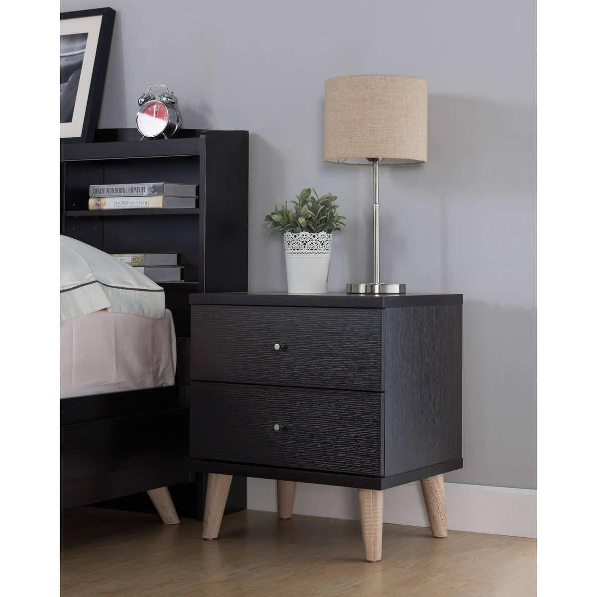 Cappuccino 2-Drawer Nightstand D781