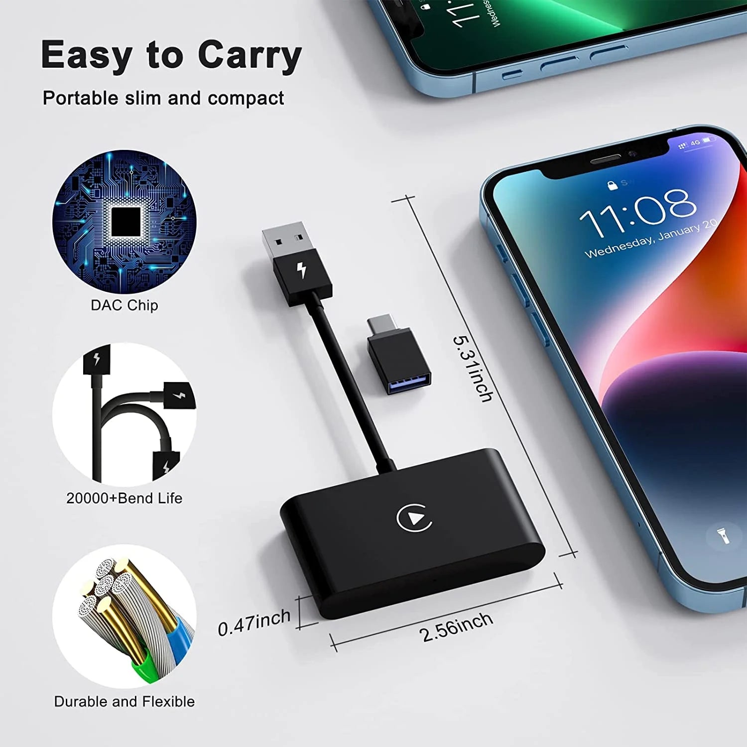 Wireless CarPlay Adapter for Factory Wired CarPlay Cars U2580