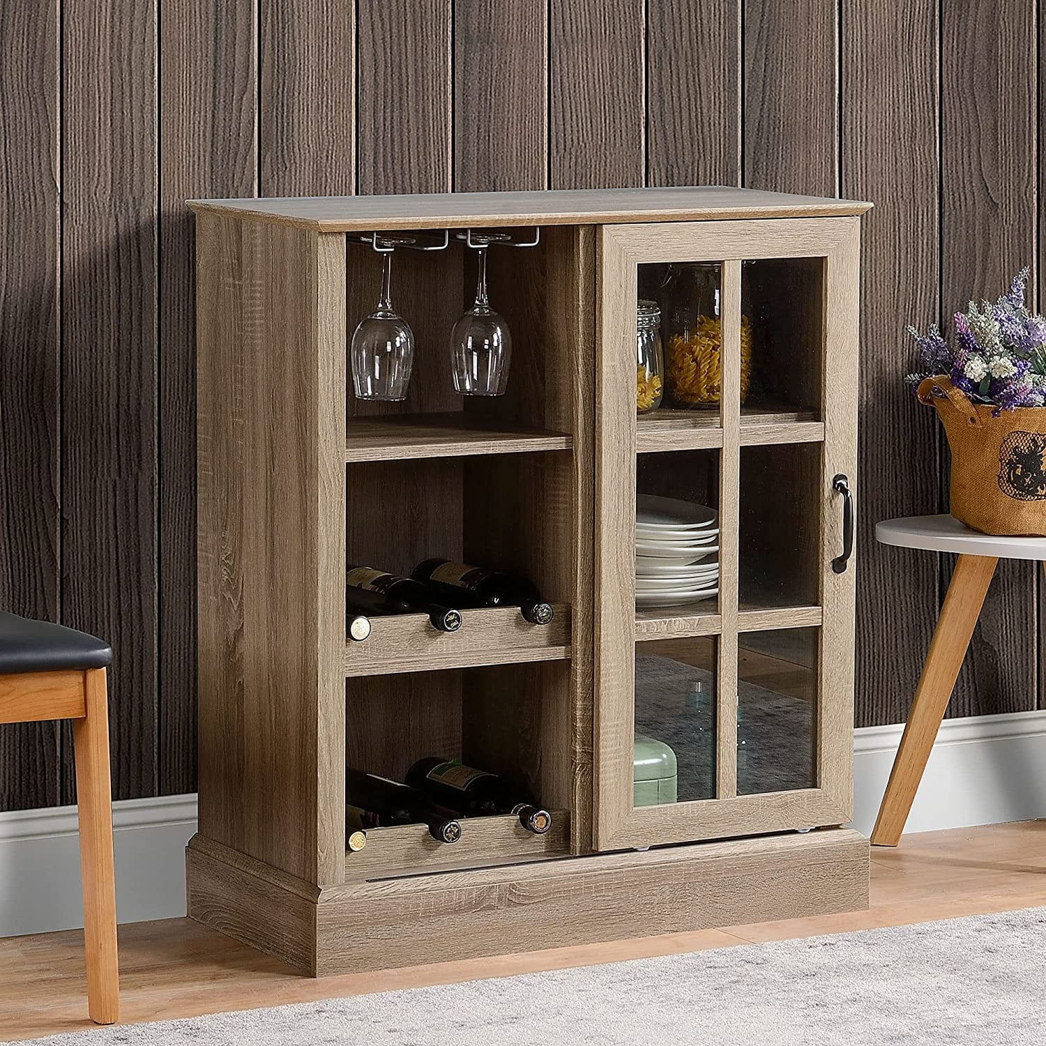 Wine Cabinet with 6-Bottle Wine Rack and Stemware Racks T387